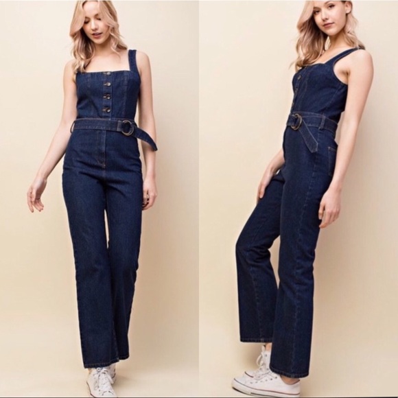 DENIM BUTTON DOWN JUMPSUIT - Picture 3 of 6